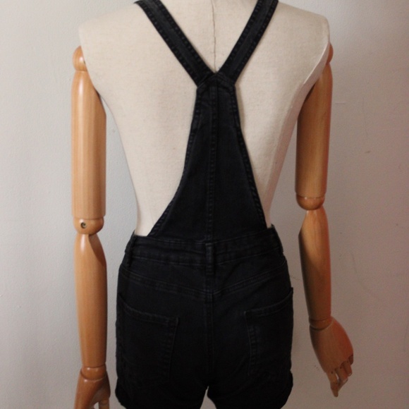 Eighty-Two Brand Black Stretch Denim Button Front Ladies Shortalls - Picture 2 of 6